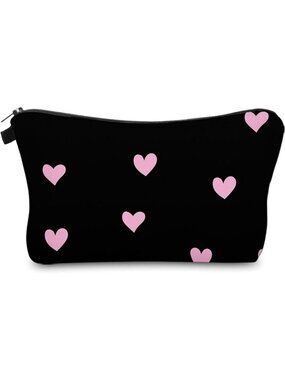 Chic Pink Heart Travel Makeup Bag | Small Cosmetic Pouch Gift for Women